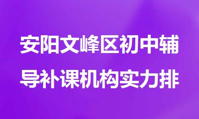 安阳文峰区初中辅导补课机构实力排名表