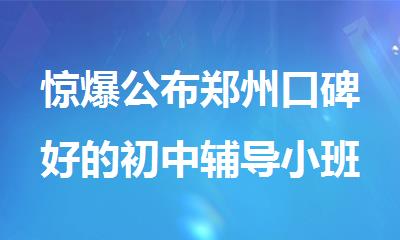 惊爆公布郑州口碑好的初中辅导小班集训班排名