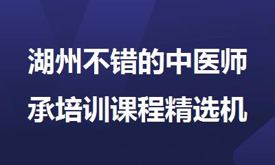 湖州不错的中医师承培训课程精选机构排行榜名单表