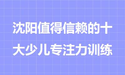 沈阳值得信赖的十大少儿专注力训练机构排名汇总