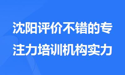 沈阳评价不错的专注力培训机构实力排名榜单公布