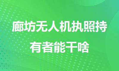 廊坊无人机执照持有者能干啥