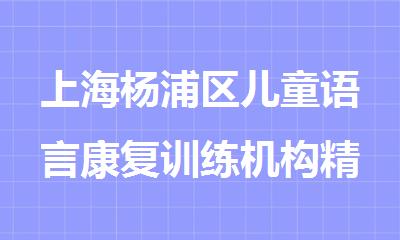 上海杨浦区儿童语言康复训练机构精选名单榜首一览