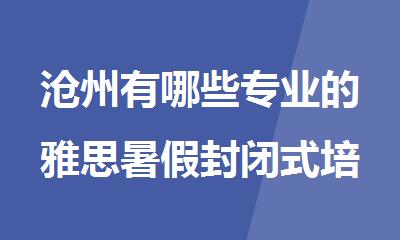 沧州有哪些专业的雅思暑假封闭式培训机构