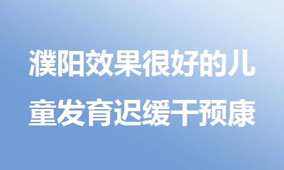 濮阳效果很好的儿童发育迟缓干预康复机构排名推荐