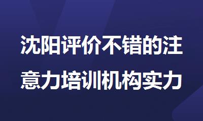 沈阳评价不错的注意力培训机构实力排名榜单公布