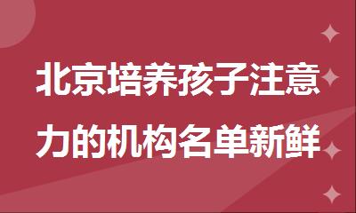 北京培养孩子注意力的机构名单新鲜出炉