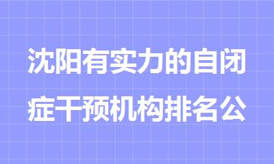 沈阳有实力的自闭症干预机构排名公布