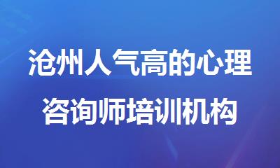 沧州人气高的心理咨询师培训机构